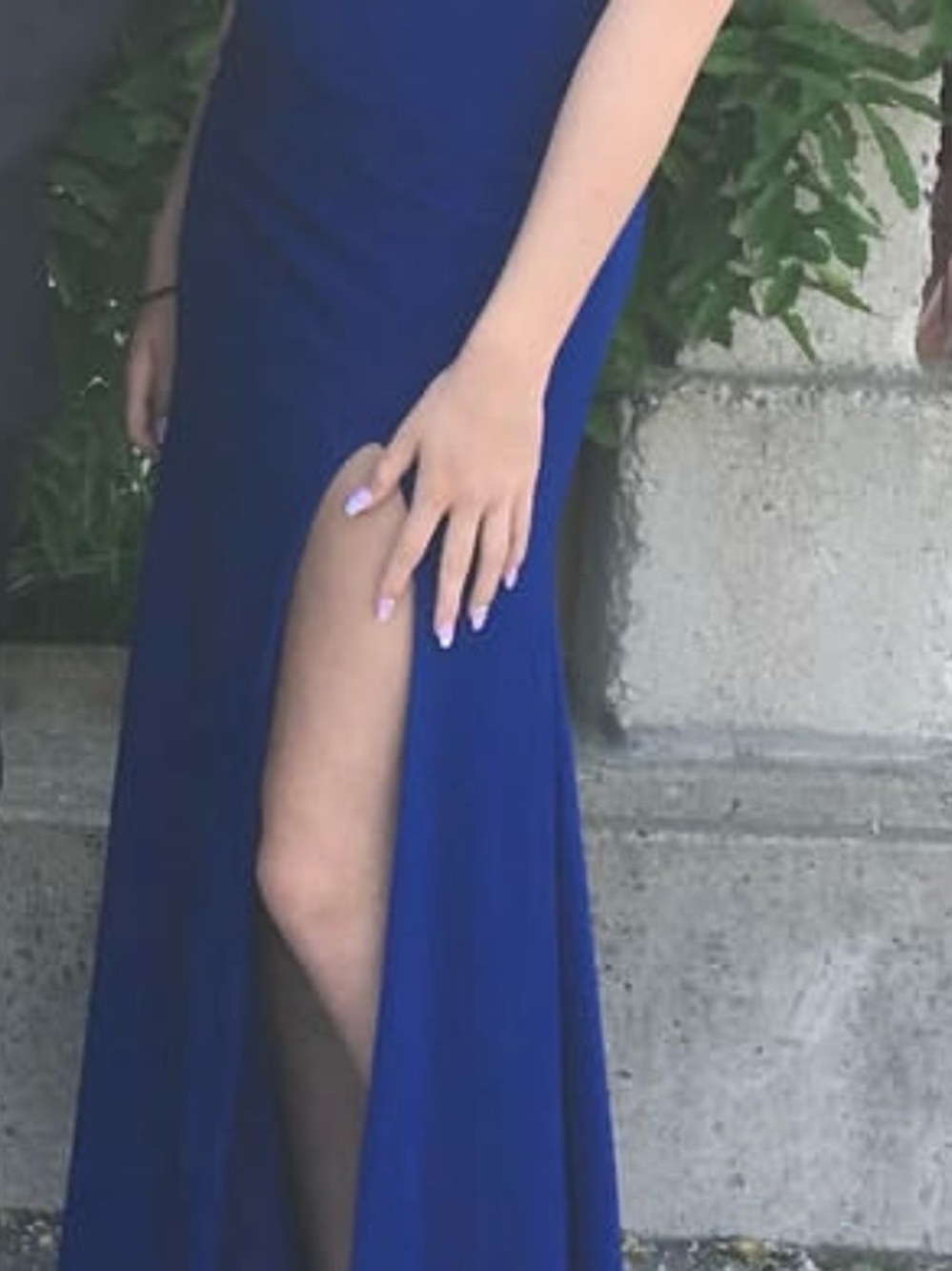Elegant Royal Blue Women's Evening Dress with Side Thigh Slit